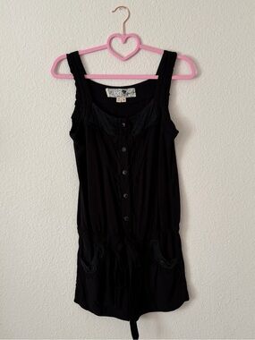 Joit Black Button-Front Sleeveless Romper with Eyelet Detail